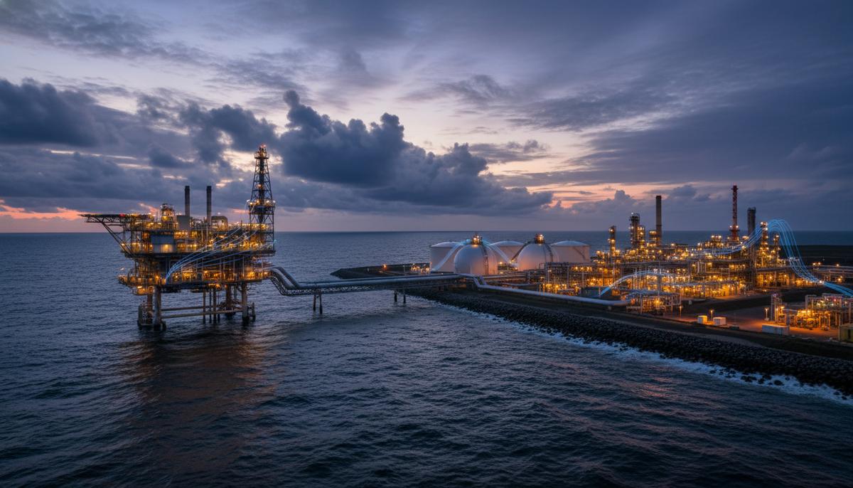 Tenaz завершила цифровую интеграцию активов в Северном море Морская платформа для добычи природного газа в Северном море, соединенная трубопроводами с береговым газоперерабатывающим комплексом.