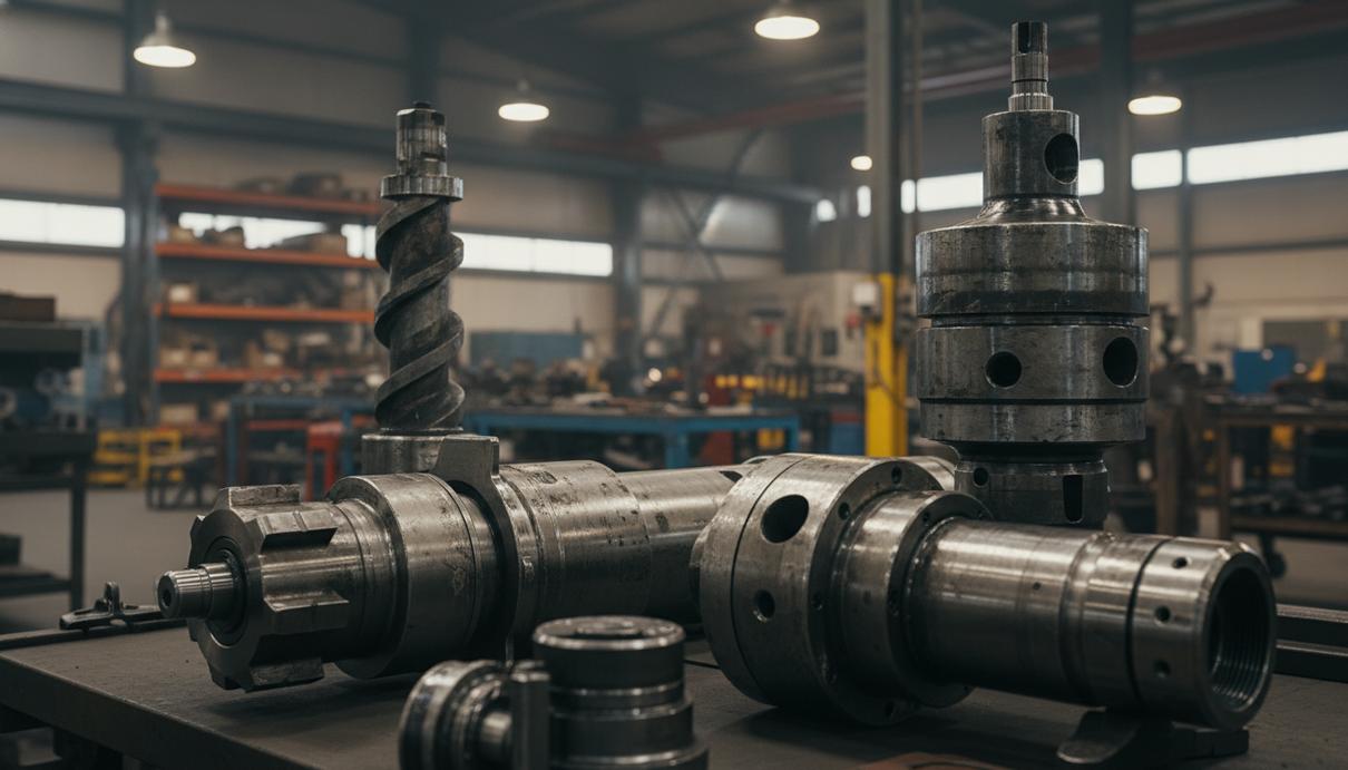 Металлическое внутрискважинное оборудование для бурения нефтяных скважин крупным планом