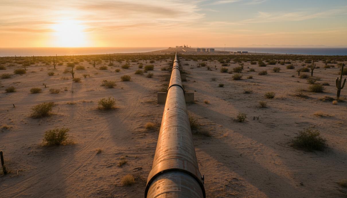 Saudi Aramco: прибыль компании выросла на фоне кризиса в Ормузском проливе Магистральный нефтепровод в пустынной местности, ведущий к терминалу на морском побережье