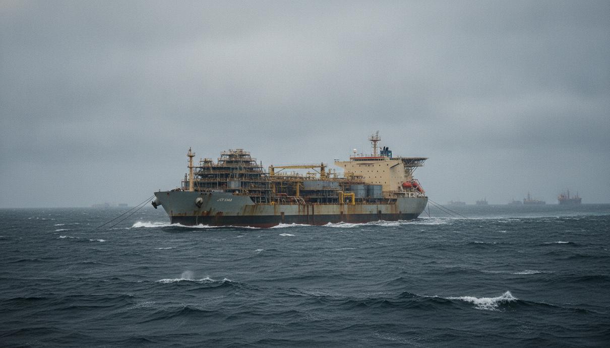 Плавучая установка для добычи, хранения и отгрузки нефти (FPSO) Jotun на месторождении Balder в Северном море.