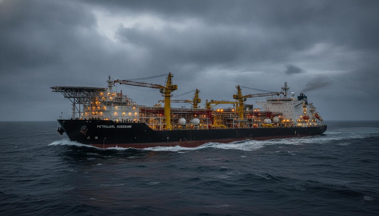 Плавучая установка для добычи и хранения нефти (FPSO) Petrojarl Rosebank на месторождении в Северном море у Шетландских островов.
