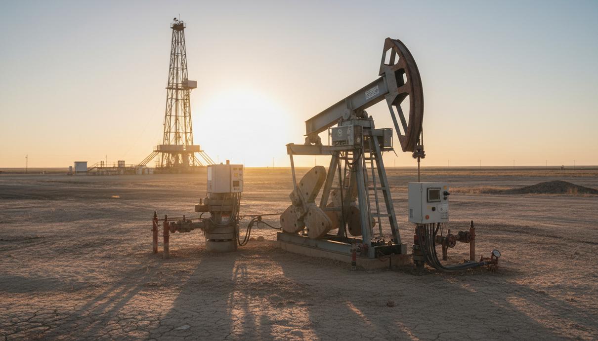 Superior Energy Services купит Sonic для выхода на рынок добычного оборудования Современное устье нефтяной скважины с электронным оборудованием в пустынном ландшафте Пермского бассейна на рассвете.