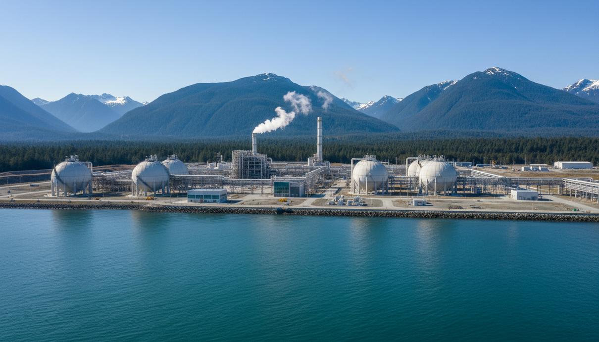 PetroChina может продать долю в LNG Canada для расширения проекта Завод по сжижению природного газа LNG Canada с резервуарами для хранения и трубопроводами на побережье в Китимате, Канада.
