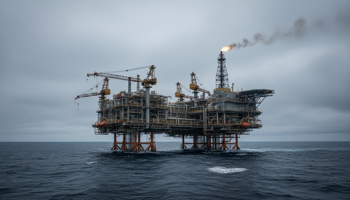 Морская платформа для добычи нефти и газа на месторождении Balder в Северном море, Норвегия.