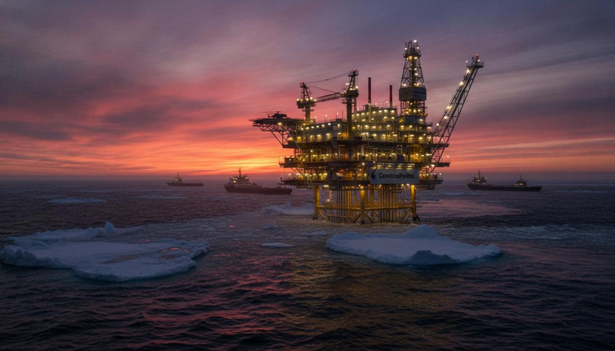 Морская нефтегазовая платформа ConocoPhillips для добычи углеводородов в арктических водах у побережья Аляски.