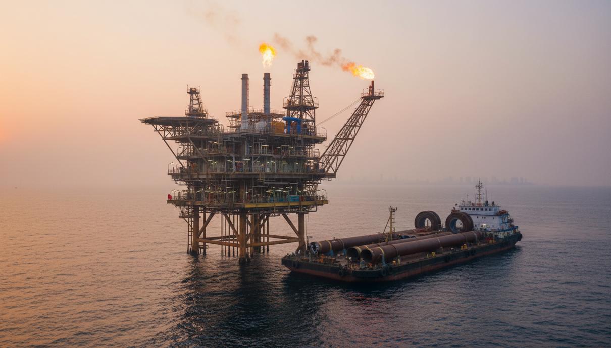 L&T получила от ONGC контракты на работы на шельфе Индии Морская нефтегазовая платформа и секции подводных трубопроводов на барже в Аравийском море у побережья Индии.