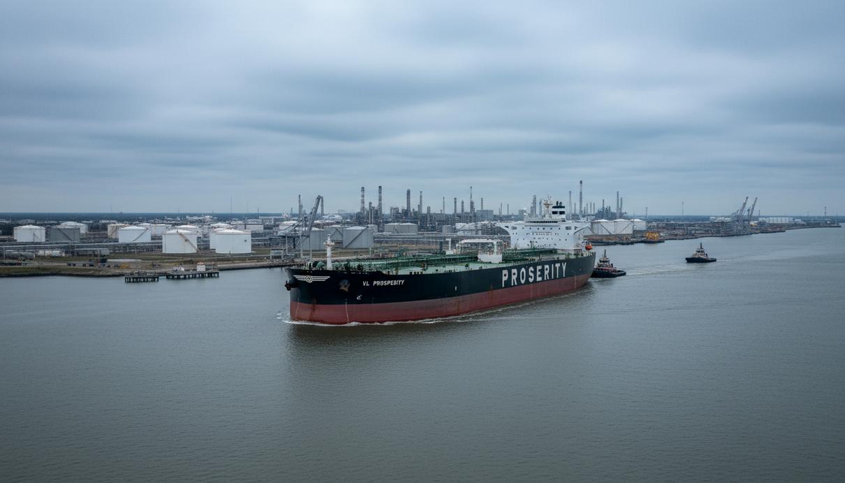 Власти Техаса призвали нефтегаз усилить киберзащиту после атак на танкеры Огромный нефтеналивной танкер на подходе к промышленному порту Галвестон на фоне нефтеперерабатывающих заводов и хранилищ.