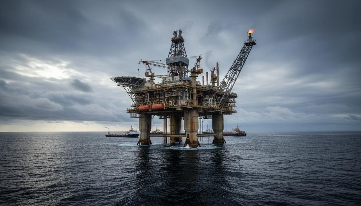 SED Energy и Ventura Offshore создадут нефтесервисный холдинг на $1 млрд Морская глубоководная буровая платформа в открытом океане под пасмурным небом на фоне спокойного моря.