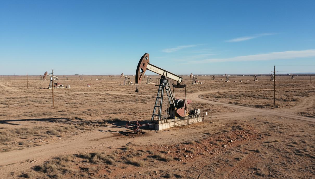 Уорт Фараби возглавил GR-направление в нефтегазовом регуляторе Техаса Нефтяная вышка-качалка в пустынном пейзаже Западного Техаса на фоне чистого голубого неба.