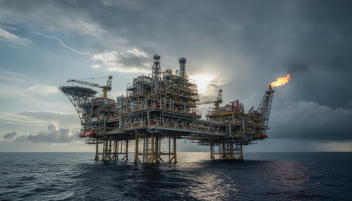 Плавучая установка для добычи, хранения и отгрузки газа на морском месторождении в открытом океане.